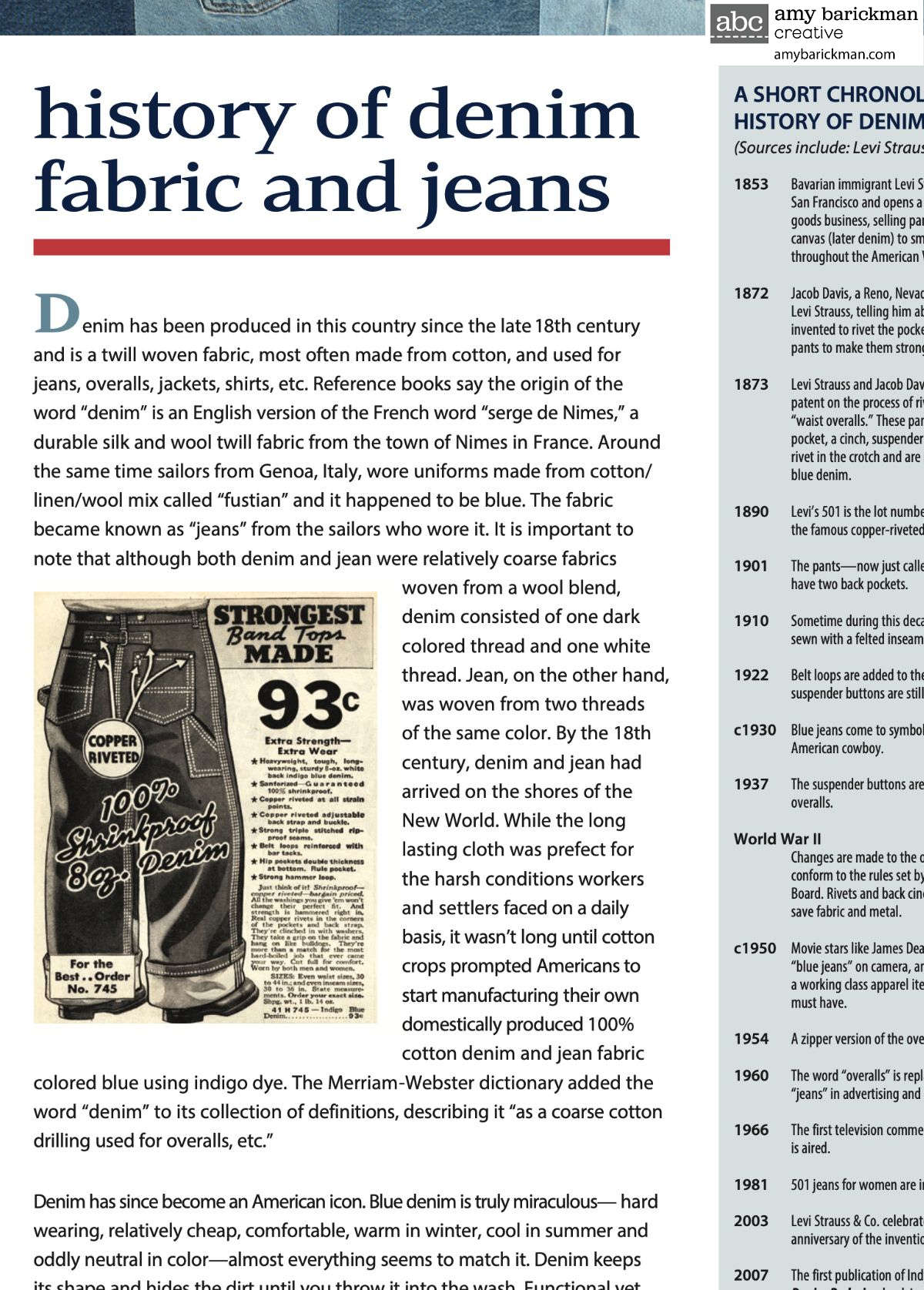 Denim Redesign eBook by Amy Barickman